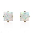 Stud Earrings With Created Opals Made in Yellow Gold Length 6.5mm