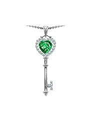 Original Star K(tm) Key To My Heart Love Pendant With 7mm Heart Shape Simulated Emerald in .925 Sterling Silver