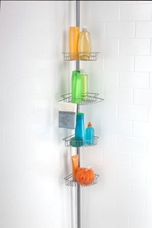 Kennedy Home Collections 4 Tier Tension Corner Caddy in Silver Kennedy Home Collections 4 Tier Tension Corner Caddy in Silver