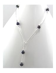 Tahiti (Dyed) Fresh Water Pearls Necklace In 92.5 Sterling Silver