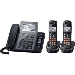 Panasonic KX-TG9472B DECT 6.0 2-Lines Phone with Digital Answering System and Contact Sync, Black, 2 Handsets Panasonic KX-TG9472B DECT 6.0 2-Lines Phone with Digital Answering System and Contact Sync, Black, 2 Handsets