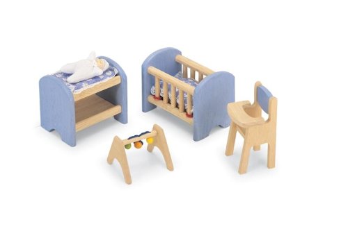 Childrens Toyshop  Third Party New : Pintoy Dolls House Wooden Accessory set - Nursery
