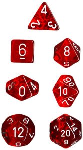 Chessex Dice: Polyhedral 7-Die Translucent Dice Set - Red