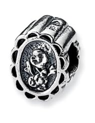 Sterling Silver Floral Cameo Charm for 3mm Charm Bracelets