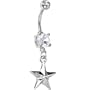 Crystalline Double Gem Dangling Star Belly Ring