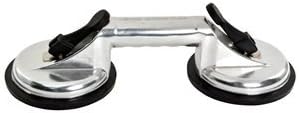 KRZER Heavy Duty Aluminum Double Handle (2 cup) suction cup plate/pad for lifting/pulling glass