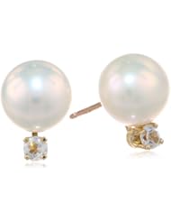 10k Yellow Gold 9.0-9.5mm Freshwater Cultured Pearl Stud Earrings