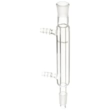 Chemglass CG-1218-A-20 Glass Small Scale Liebig Condenser, 110mm Jacket Length, 185mm Overall Length, 14/20 Top Outer Joint, 14/20 Lower Inner