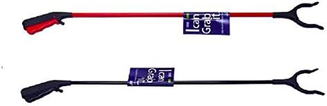 (PAIR) 2 X Grabber - Best1Deals - Reacher Lightweight Helping Stick Hand Long-Reach Pick-Up Gripper (Black+Red)