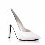 5 Inch Heel Classic Pump (White Leather;5)