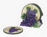 GRAPE 5 Piece Coaster Set w/ Coaster Holder *NEW*!