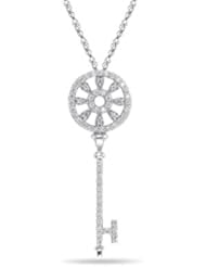 0.60 Cts Diamond Wheel of Fortune Key Pendant in 14K White Gold