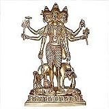 ShalinCraft Collectible-Figurines Trimurti Hindu Religious Statue Brass Sculpture Brahma Vishnu and Sihva 12x 7 x 4.5