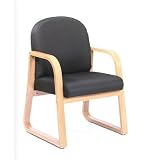 Boss Fabric Guest Chair, Black Fabric/Oak Finish