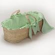 Green Gingham Moses Basket - color: Green Gingham