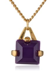 Sam Edelman Square Stone Amethyst Pendant Necklace, 16"+3"