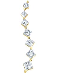 14k Yellow OR White Gold Princess Cut Diamond 7 Seven Stone Journey Dangle Twist Pendant - 5mm Width * 21mm Height (1/2 cttw)