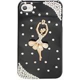 【iPhoneデコケース】iPhone4/iPhone 4s デコケース バレエの女の子 ブラック iPhone