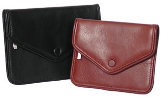 LARGE FOLD OVER ZIPPERED LEATHER POUCH