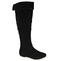 Womens Flat Round Toe Faux Suede Riding Boot Ladies Knee High Size 3 4 5 6 7 8 9