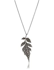 Colette Steckel "Feuille" 18k Gold Colettes Logo Leafs Black Pendant Necklace with Chain