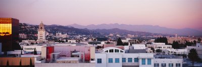 Cityscape of San Gabriel Mountains, Hollywood Hills, Hollywood