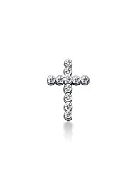 14K White Gold Round Diamond Bezel Set Cross Pendant (0.44ct)