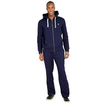 Ralph Lauren Polo Mens Classic Jersey Fleece Hooded Tracksuit (Top & Bottom) in Navy - xxlarge 