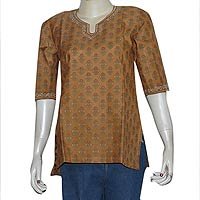 Silk Womens Top Kurti Traditional Clothing of India Embroidery Size S