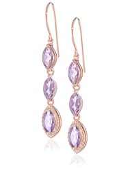 Sterling Silver with Gemstone and Diamond Dangle Earrings (0.13cttw, I-J Color, I2-I3 Clarity)