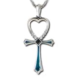 Crystal Heart Ankh - Alchemy Gothic Pendant Necklace