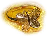 KID'S 18K SKILLUS GOLD BUTTERFLY RING, LEAD & NICKEL FREE, SIZE 5, AGES 4 TO 12
