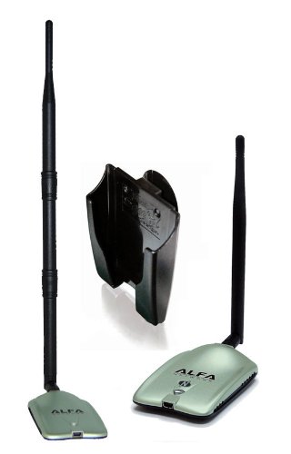 2000mW 2W 802.11 G / N High-Gain USB Wireless Long-Rang WiFi Network Adapter With Original Alfa Screw On Swivel 9dBi Rubber Antenna and Suction cup Window Mount dock