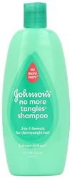 Johnson's No More Tangles Shampoo 2-in-1 Formula for Thin/Straight Hair, 18 Ounce (Pack of 4) (Packaging May Vary)