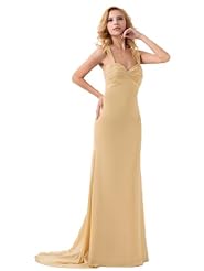 Sexy Empire   Waistline Chiffon Sheath Pleated Evening Dress  with a Brush/Sweep Train 