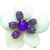 Sterling Silver Mother of Dyed Gray Freshwater Cultured Pearl Amethyst Flower Pin