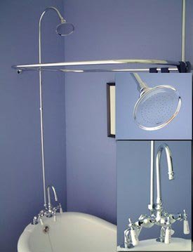 Rim Mount Gooseneck Clawfoot Tub Shower Conversion Kit - 54 x 28 Shower Ring - Oil Rubbed Bronze