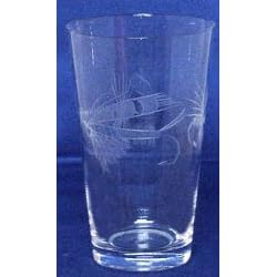 Individually Hand Etched Fishing Fly Tumbler Glass 7"H Set / 4