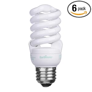 Earthmate EP1552AK 15-Watt Super Mini-Spiral CFL 2700K Bulb, 6 Pack
