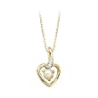 14K Yellow Gold 0.01 ct. Diamond and 4 MM Pearl Heart Pendant with Chain