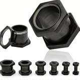 Black Titanium Screw In Plugs 10G Sold as a Pair
