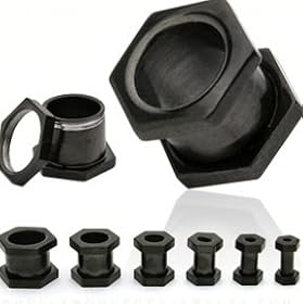 Black Titanium Screw In Plugs 0G Sold as a Pair