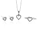 10K White Gold Heart Pendant, Earring and Ring Set