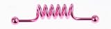 14g Stainless Steel Corkscrew Anodized Industrial Barbell - Pink