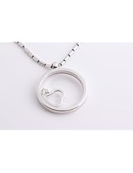 New ROBERTO COIN 18K White Gold and Diamond Circle Heart Necklace Retail