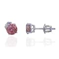 1 Ct. Round Cut Pink Diamond Stud Earrings in 14K White Gold