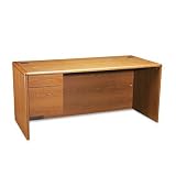 10700 Series Single Pedestal Desk, 3/4 Left Pedestal, Medium Oak, 66 x 30 (HON10784LMM)