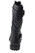 Link Mango-31 Girls Kids Round Toe Military Lace Up Knit Ankle Cuff Low Heel Combat Boots,Black,9