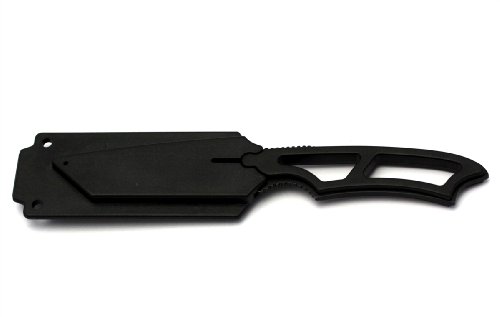Columbia Tactical Tanto Neck Knife avec étui Kydex avec sifflet Couteau de poche de couteau dans le noir - léger et portable!