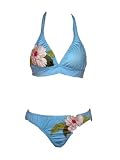 Radio Fiji Blue Floral Rio Halter Bikini L